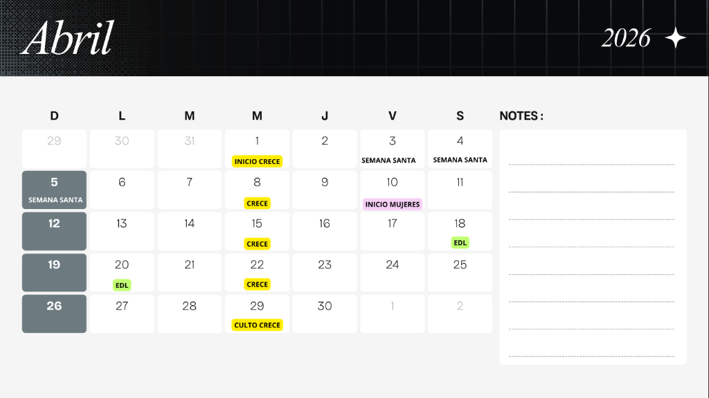Calendario Abril