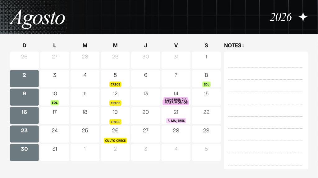 Calendario Agosto