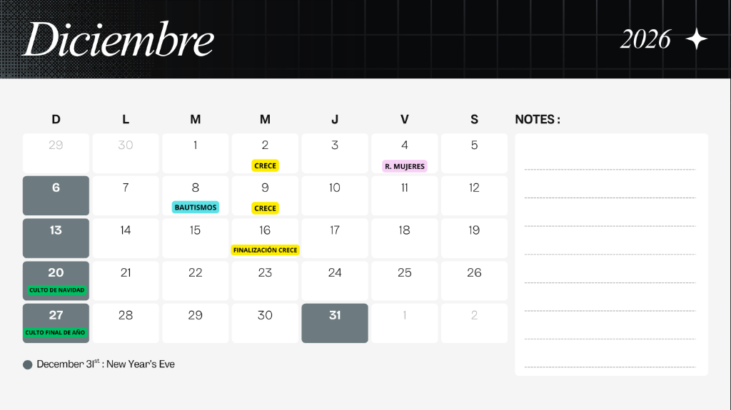 Calendario Diciembre