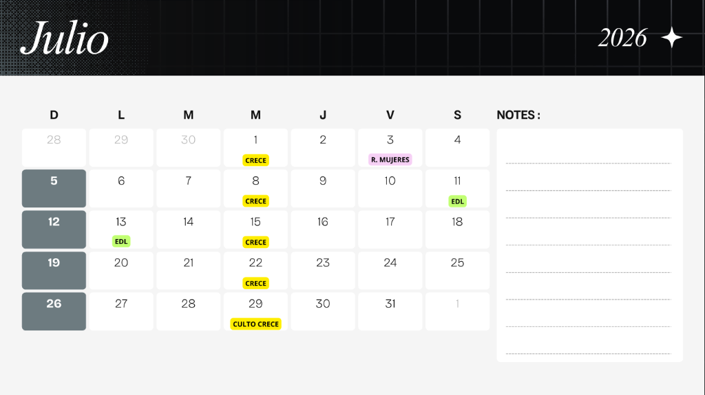 Calendario Julio