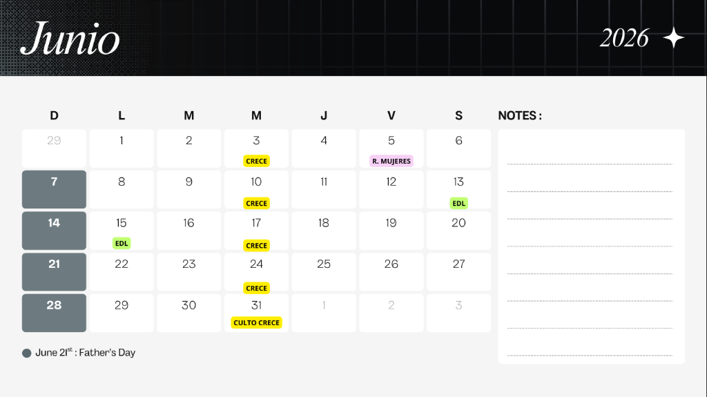 Calendario Junio