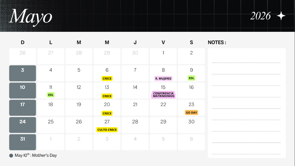 Calendario Mayo