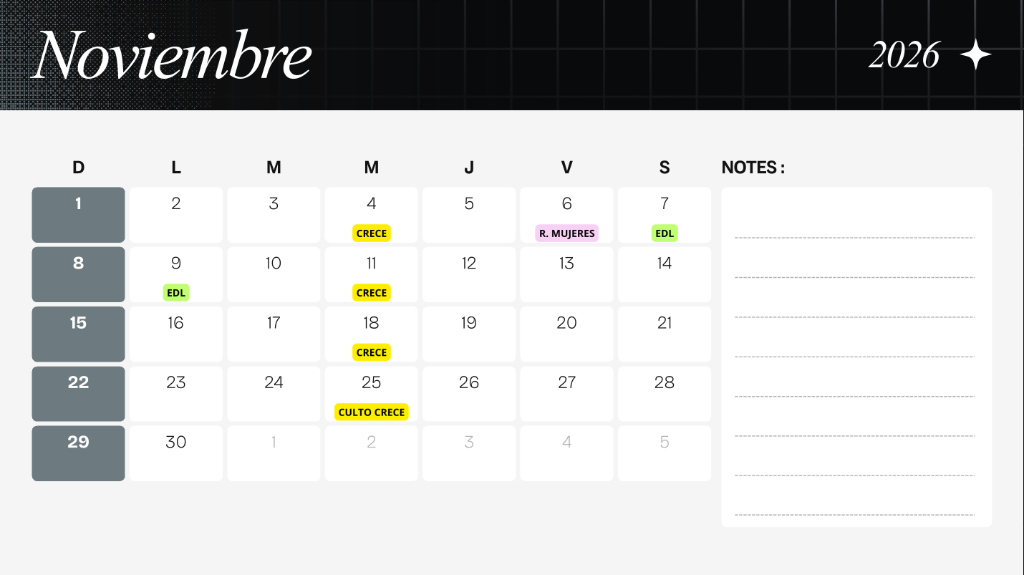 Calendario Noviembre