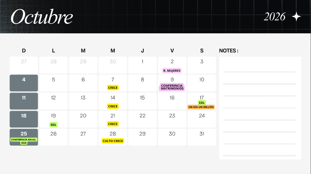 Calendario Octubre