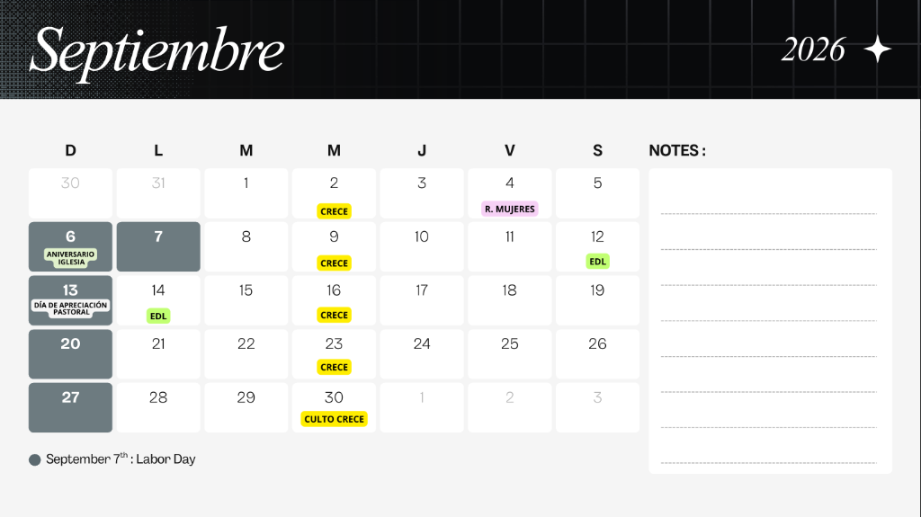 Calendario Septiembre
